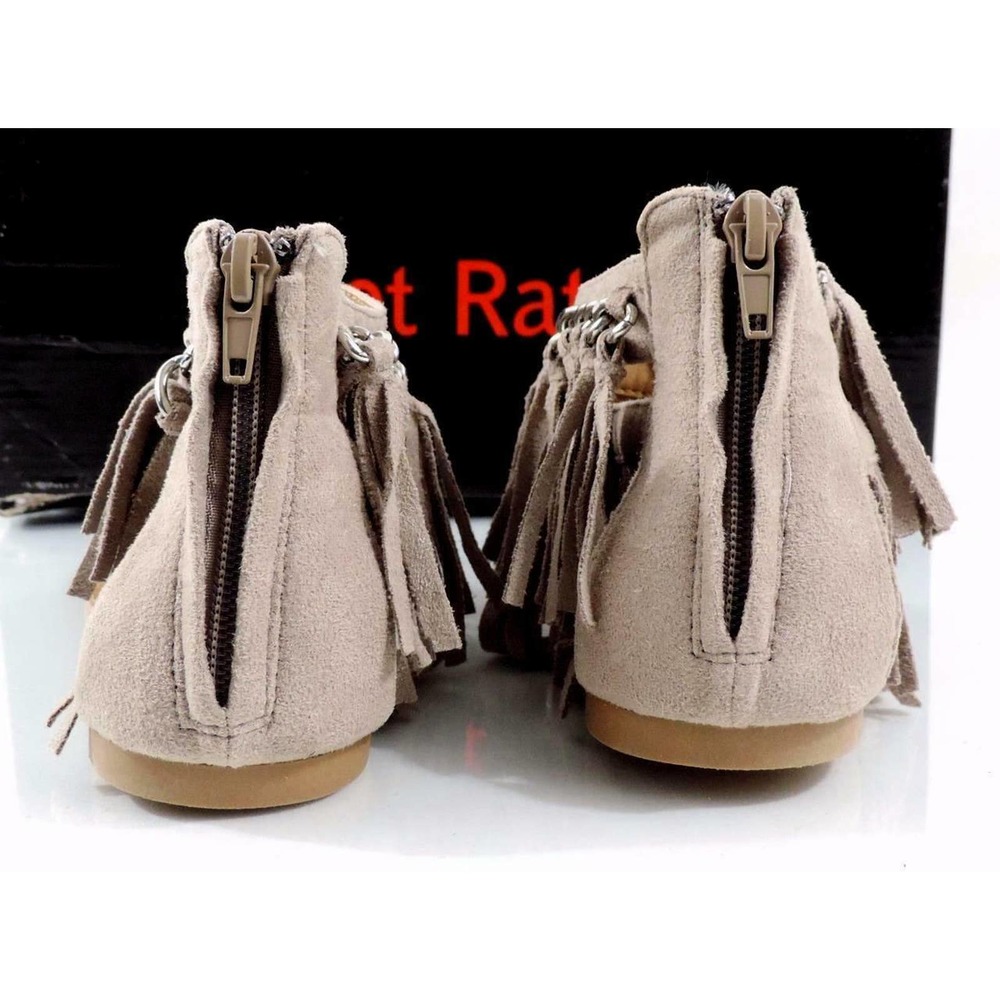 Not Rated Keep The Peace Fringe Flat Thong Sandals Taupe Size 6.5 - Picture 6 of 9